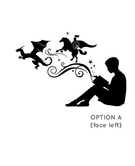 Boy Reading Magic Book Wall Decal