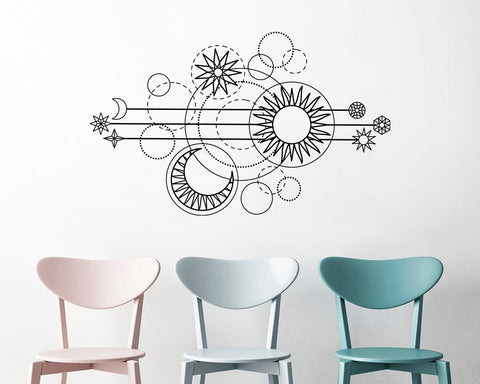 Geometric Moon Phases Wall Decal