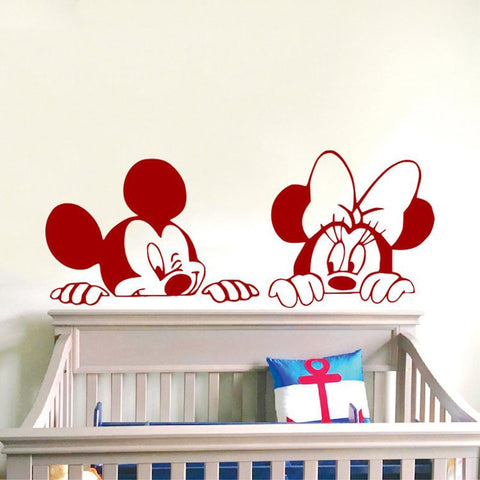 Cartoon Mickey and Minnie Mouse Wall Decal